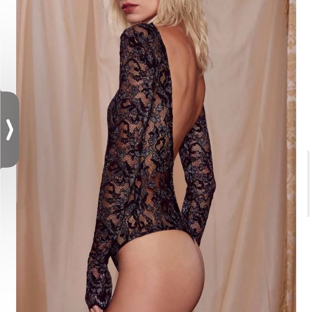 Nasty Gal Black Lace Open-Back Bodysuit